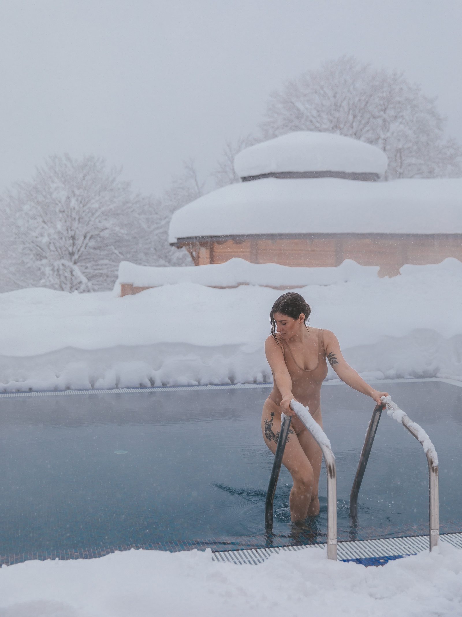 Winter heated outdoor pool